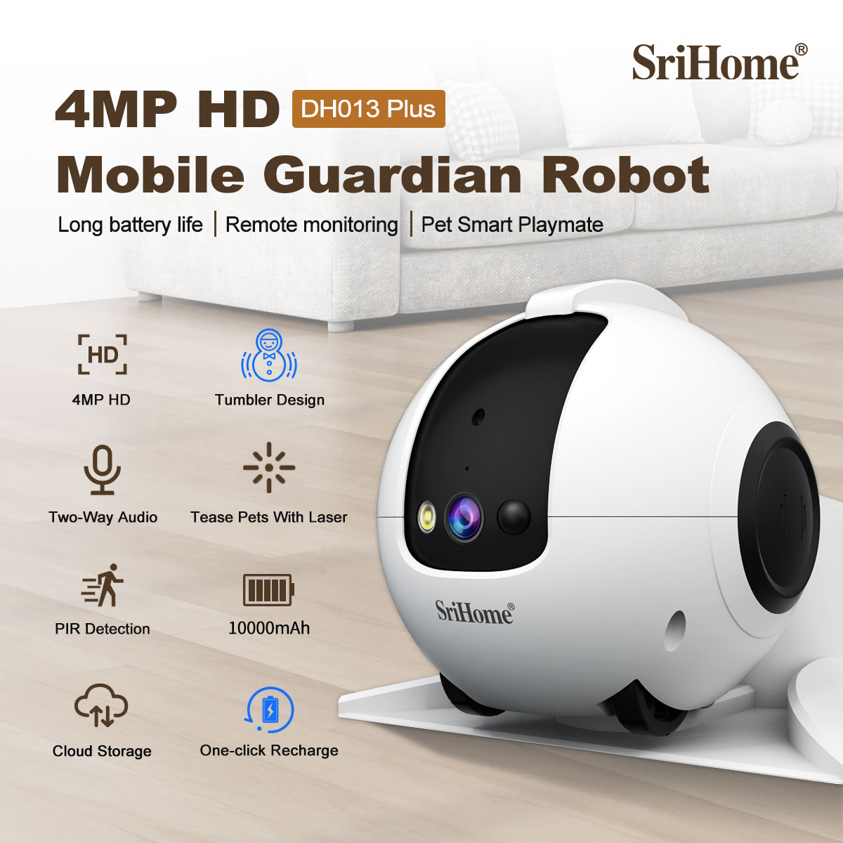 Home Security Robots - Kamera IP Dome 4MP Srihome APP